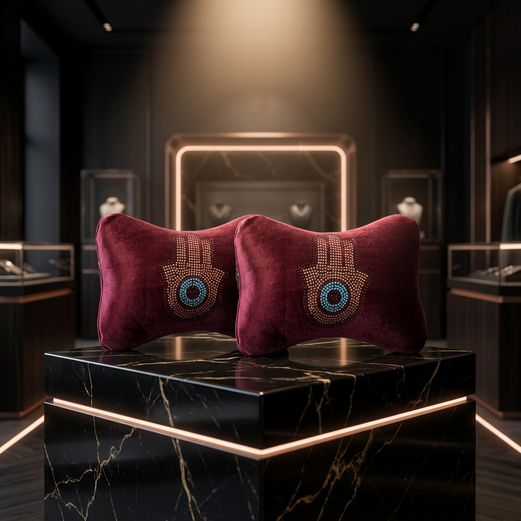 Burgundy Hamsa Neck Cushions
